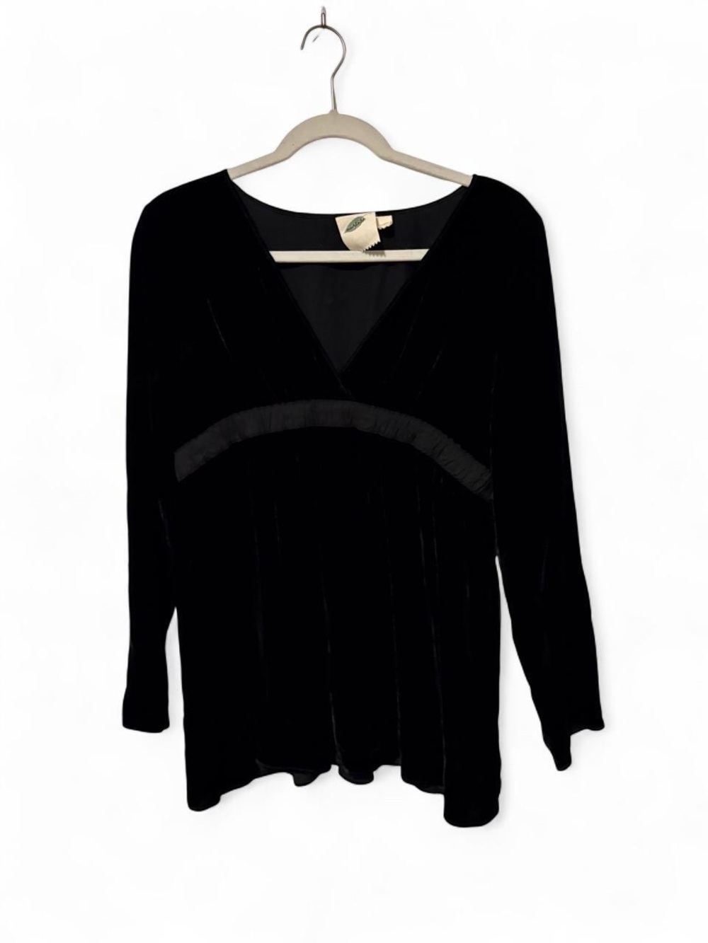 Vintage Y2K empire waist whimsygoth black velvet babydoll top small